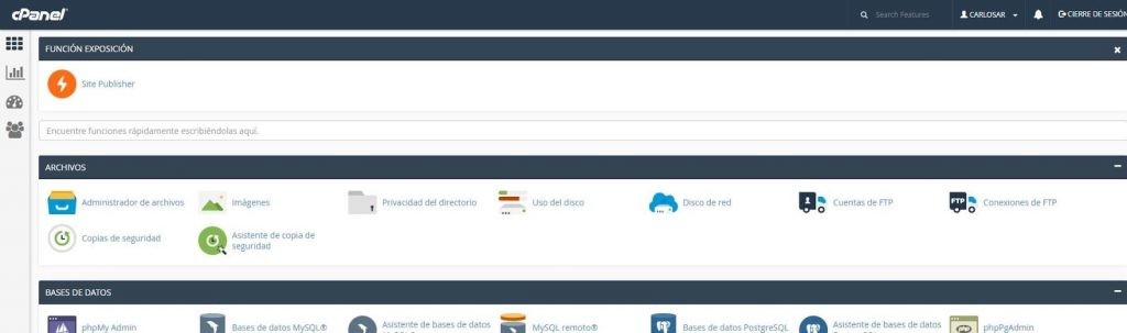 cPanel en la administración Hosting Blog de data center, cloud