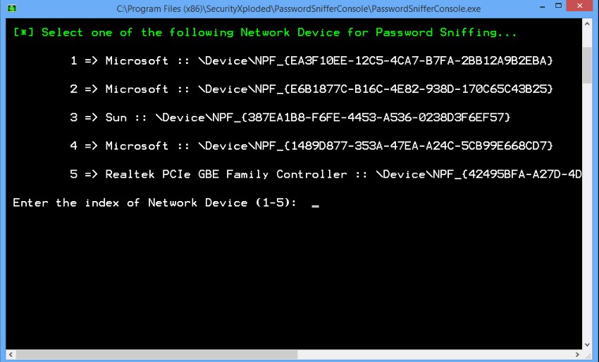Password Sniffer Console robar datos