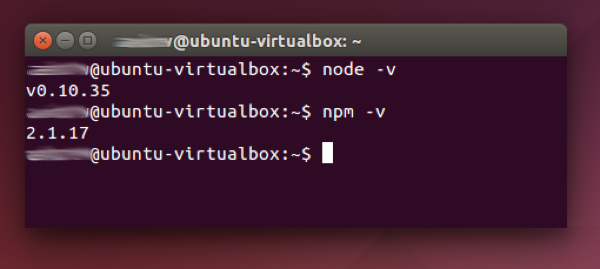 version nodejs y npm terminal