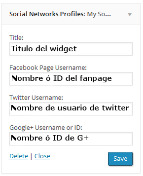 widget perfiles sociales para wordpress